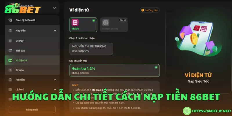 Nạp tiền 86BET với 3 phương thức an toàn Hướng dẫn chi tiết cách nạp tiền 86BET