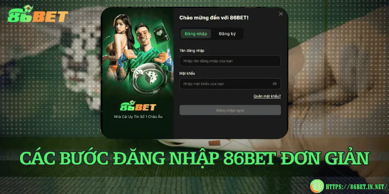 Đăng nhập 86BET nhanh, xác thực OTP, bảo mật tuyệt đối